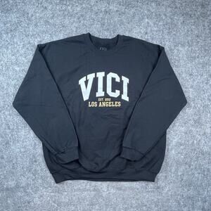 VICI Los Angeles Sweatshirt Mens Large Black Varsity University Chest Logo